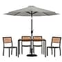Flash Furniture Lark All-Weather Patio Table Set, Gray Umbrella, 7 Piece Set (X34834UB19BGY)~#|#~66F98086-9655-437A-B7965580CEED2057_sc7
