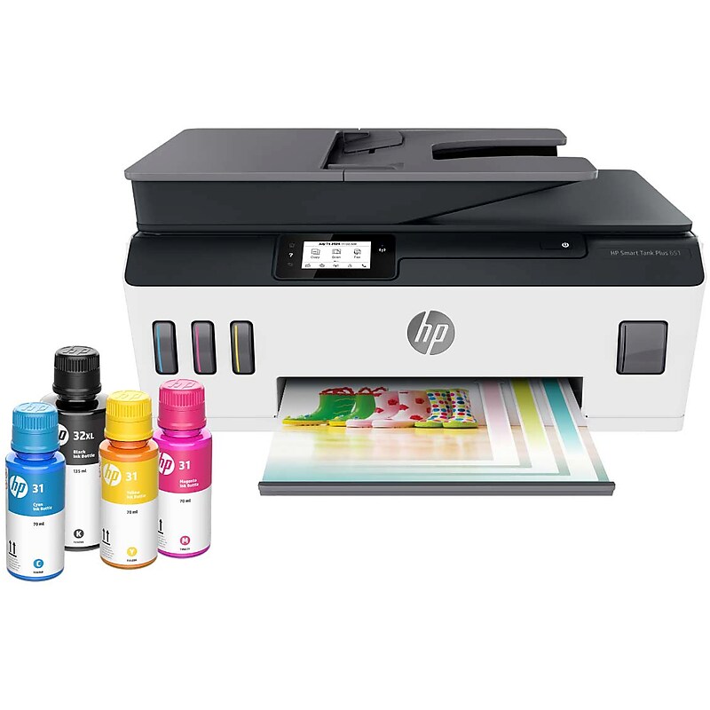 HP Smart Tank Plus 651 Wireless Color All-in-One Ink Tank, Print, Scan, Copy, 2 Years of Ink Included (7XV38A) image 1