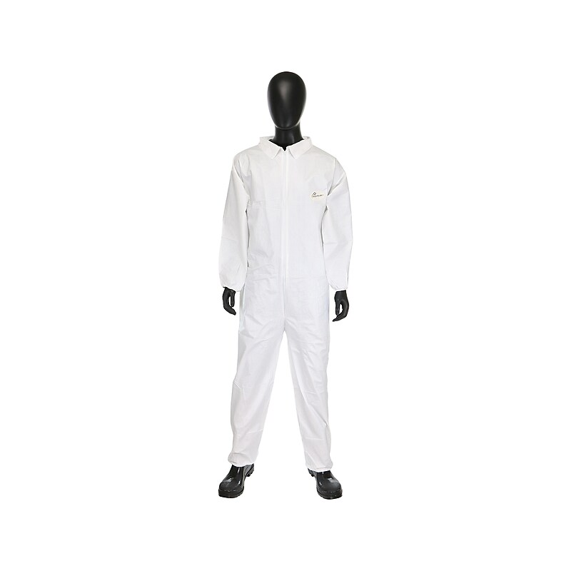 PosiWear Breathable Advantage Coverall with Elastic Wrist and Ankle, White, M, 25/Carton (3602/M) image 1