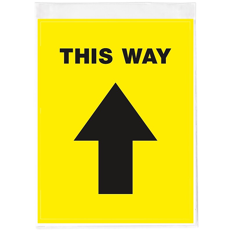 Avery Directional "This Way" Preprinted Floor Decals, 8" x 10.5", Yellow/Black, 5/Pack (83022) image 1