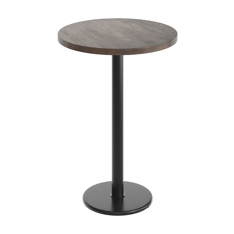 Flash Furniture Bennett 30" Round Wooden Commercial Indoor Table, Dark Brown Top/Black Base (GSFRD30DBTR18B) image 1