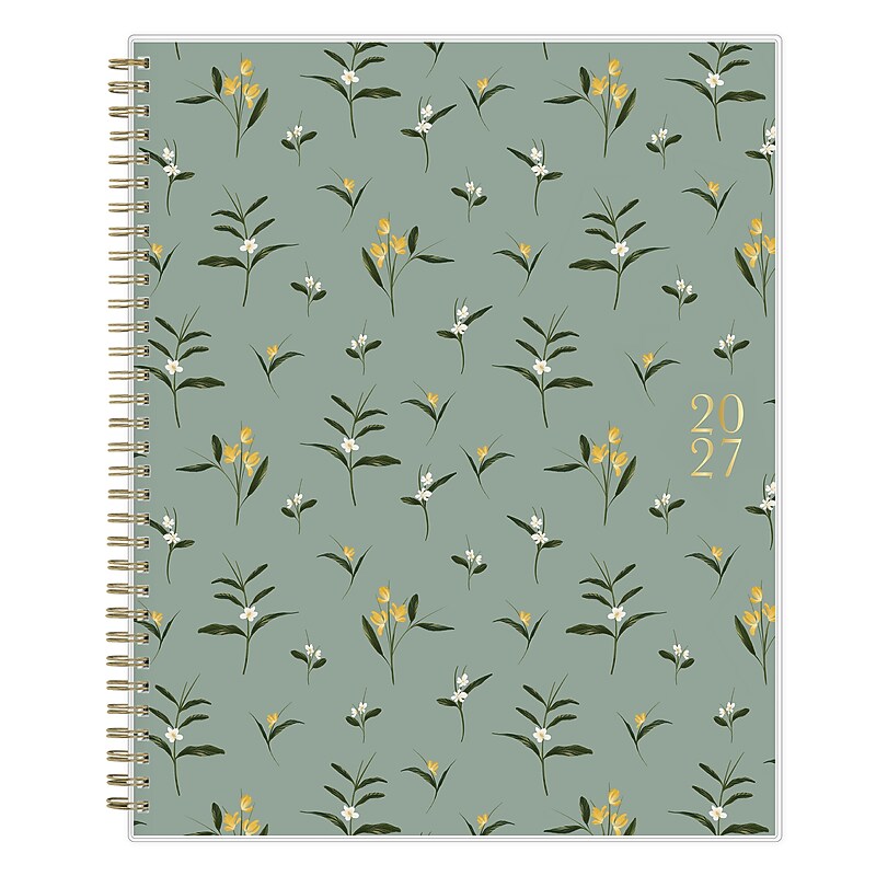 2027 Blue Sky Bespoke Letterpress Lake Flowers 8.5" x 11" Calendar Year Weekly & Monthly Standard Planner, Plastic Cover image 1
