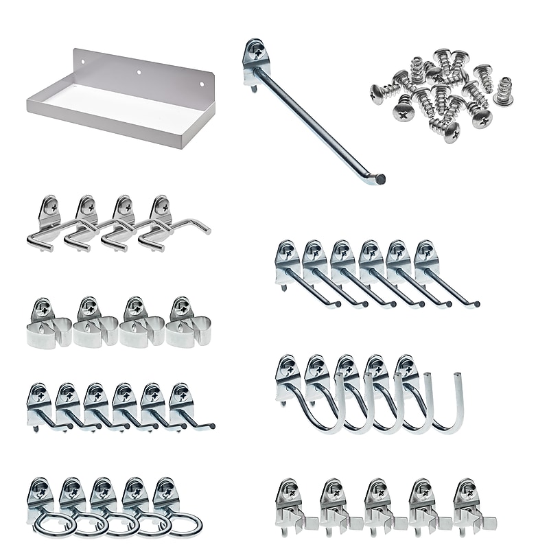 Triton Products DuraHook 12" W x 6" D White Steel Pegboard Shelf, 36 Hooks (76126W-36) image 1