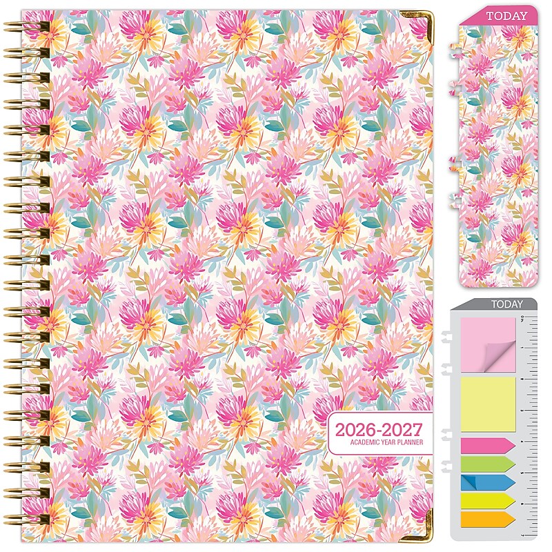 2026-2027 Excello Brands 8.5" x 11" Academic Weekly & Monthly Planner, Paperboard Cover, Floral Fiesta (NAY27-8511LP-89) image 1