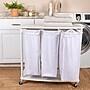 Household Essentials 3-Section Rolling Laundry Sorter with Lid, Polyester, White (HE1119)~#|#~6733BFFC-7BD1-49EC-9238BF5643098B97_sc7