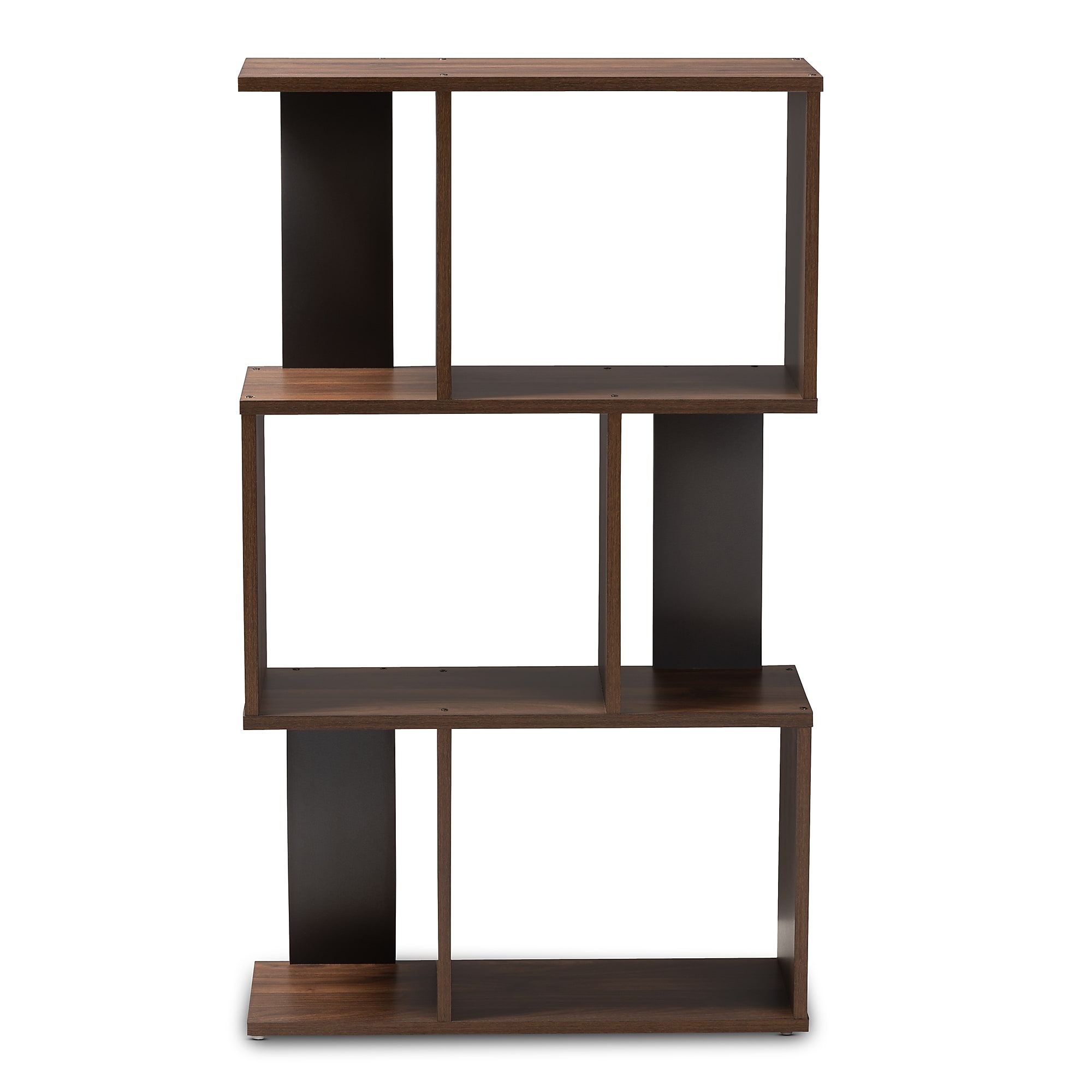 Baxton Studio Legende 40″H 4-Shelf Bookcase, Walnut Brown/Dark Grey (148-8257-HiT) Sansujyuku sansujyuku.com