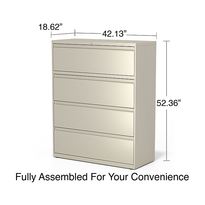Staples 4 Drawer Lateral File Cabinet Letter Legal Size Lockable 52.36 H x 42 W x 18.62 D Putty 60928 17459 Staples