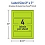 Avery Printable Rectangle Multipurpose Labels, 2" x 7", Bright Green, 80/Pack (94243)~#|#~6746249E-84F4-433C-8494251E1C4483B8_sc7