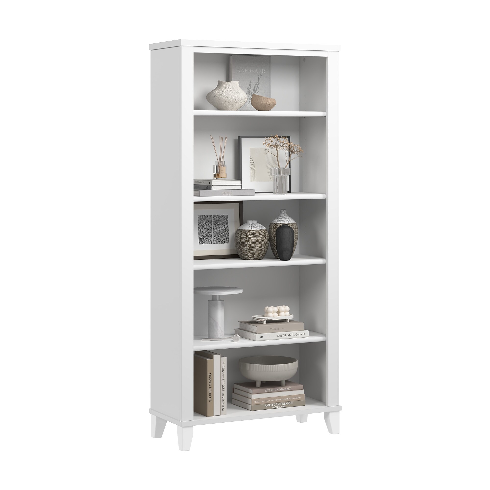 Bush Home Somerset Tall 5 Shelf Bookcase, White (WC81965) Sansujyuku sansujyuku.com