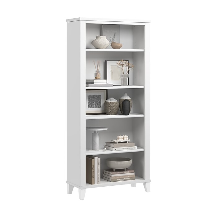 Bush Home Somerset Tall 5 Shelf Bookcase, White (WC81965) | Staples