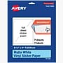 Avery Printable Vinyl Rectangle Multipurpose Labels, 8-1/2" x 11", White, 7/Pack (19479398863)~#|#~674D7B43-3C49-42D4-AC90ADBFBA3D4506_sc7