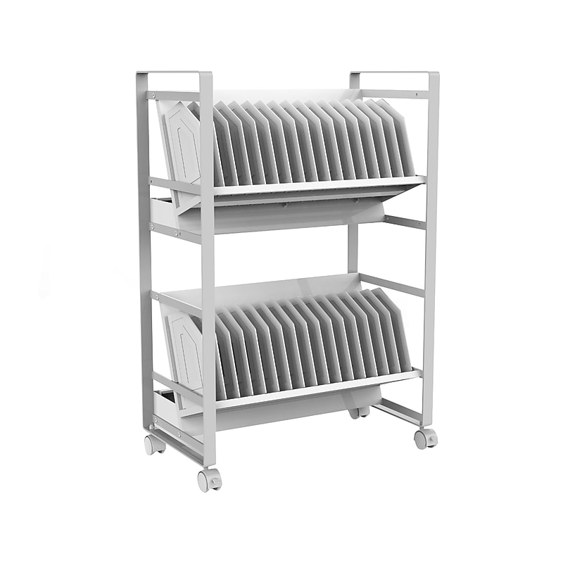 Luxor 32-Unit Tablet/Chromebook Open Charging Cart, White Steel (LOTM32) image 1
