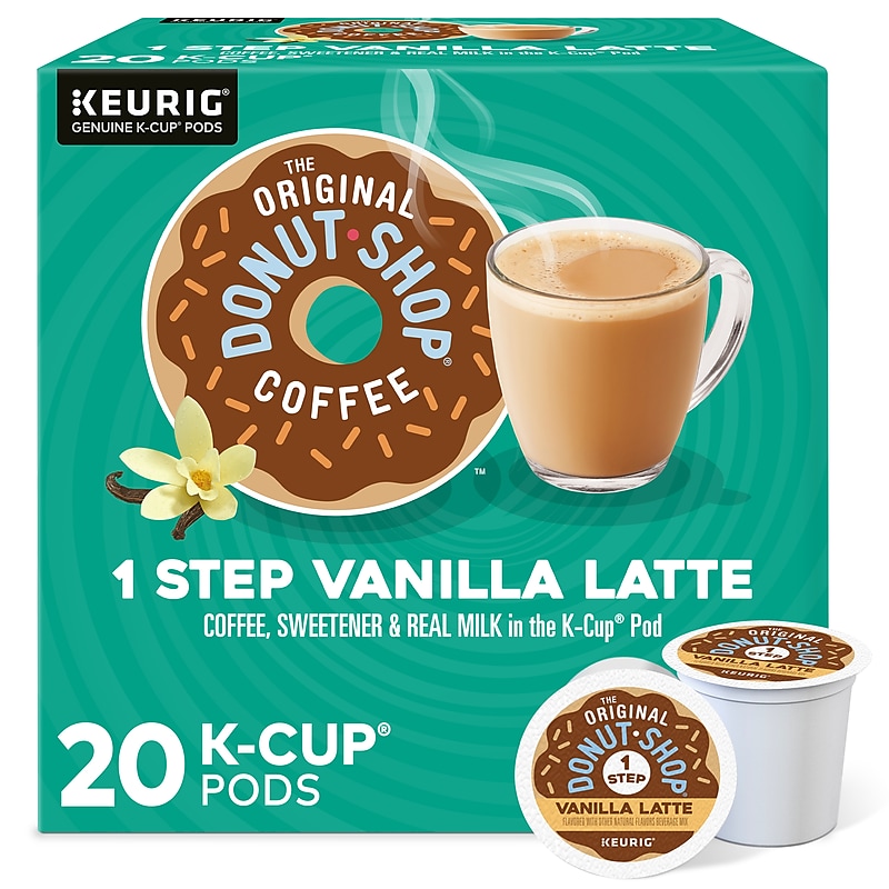 The Original Donut Shop One Step Vanilla Latte Coffee Keurig® K-Cup® Pods, Light Roast, 20/Box (381779) image 1
