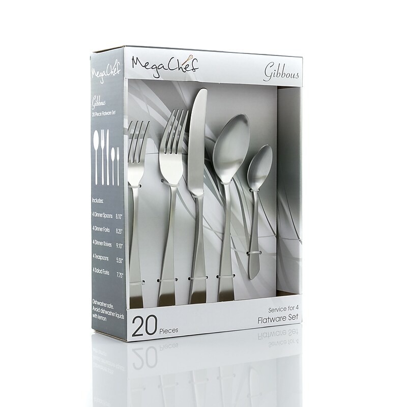 MegaChef Gibbous Stainless Steel Flatware Set,  20 Piece image 1