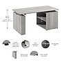 Bush Business Furniture Stratus 60"W Electric Adjustable Standing Desk with Bookcase, Platinum Gray (SUT005PG)~#|#~6754B4C0-0BAE-4D17-A088C0159ADD0802_sc7