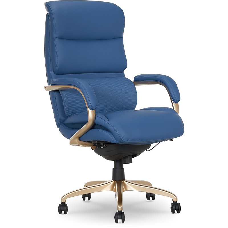La-Z-Boy Aberdeen Ergonomic Bonded Leather Swivel Executive Chair, Blue (51545-BLU) image 1