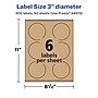 Avery Laser/Inkjet Round Multipurpose Labels, 3" Dia., Kraft Brown, 300 Labels/Box (94513)~#|#~6761A03D-1C0B-4F58-8D13CEBD94BD6C99_sc7