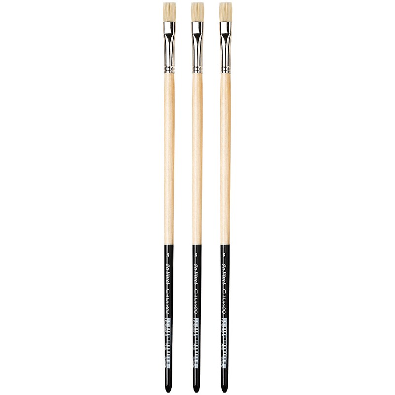 da Vinci CHUNEO Oil Synthetic Hog Bristle, Flat Brush, 3/Pack (DVXVA71298-3) image 1