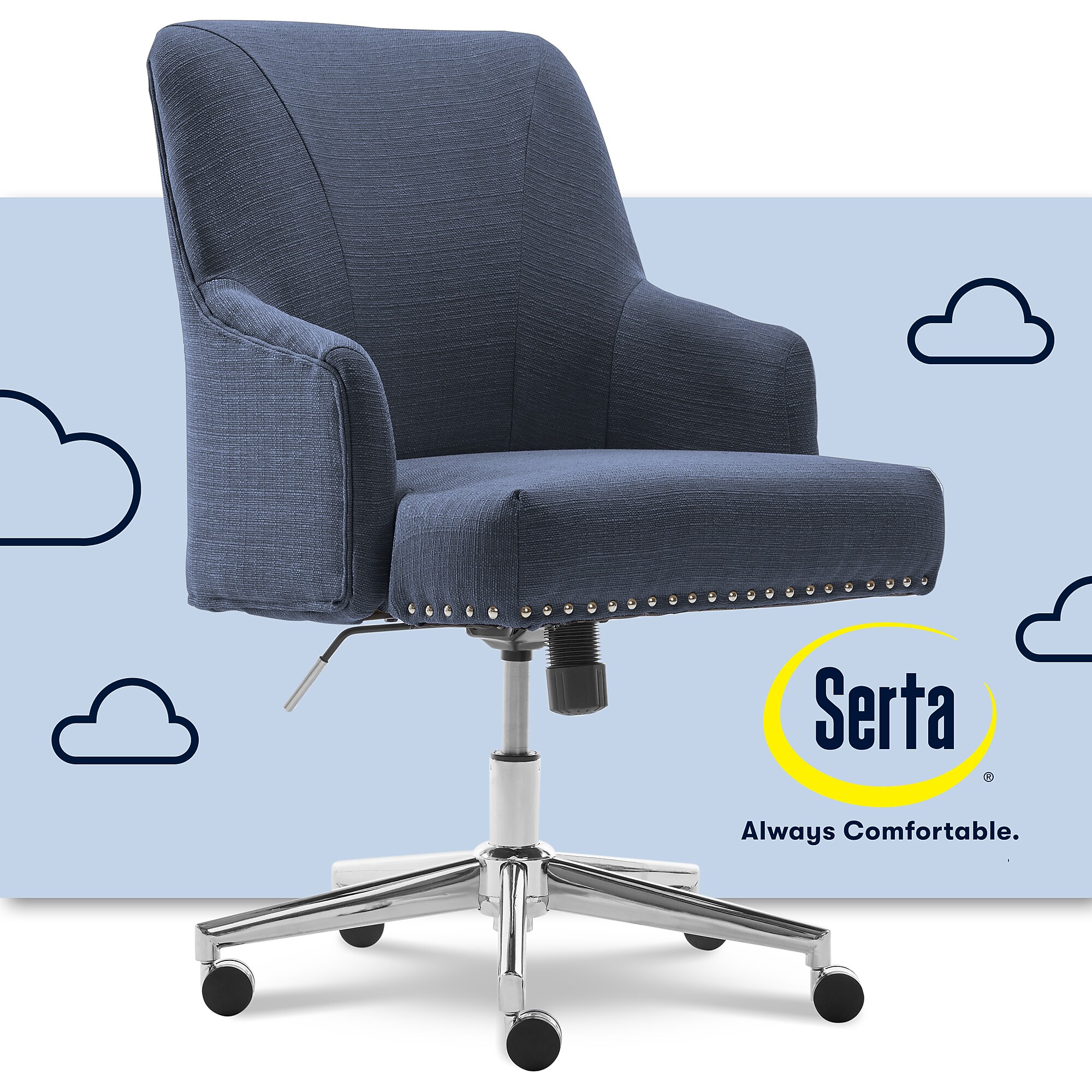Serta Style Leighton Fabric Swivel Computer and Desk Chair, Blue (47925A) Sansujyuku sansujyuku.com