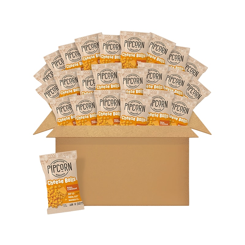 Pipcorn Gluten Free Real Cheddar Cheese Balls, 1 oz., 24 Bags/Carton (CBC1C24) image 1