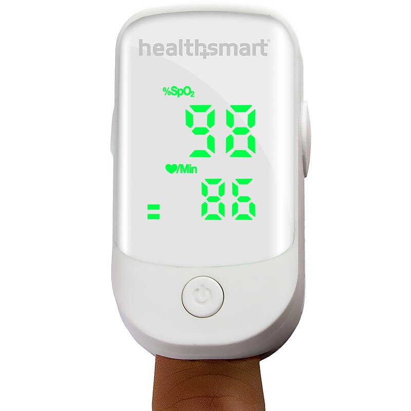 HealthSmart Fingertip Bluetooth Pulse Oximeter, Green LED Display, White (40-816-000) image 1