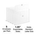 TRU RED Plastic Filing Envelope with Button & String Closure, Letter Size, Clear, 5/Pack (TR34530)