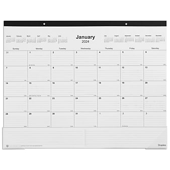 2024 Staples 22" x 17" Desk Pad Calendar, Black (ST12951-24)