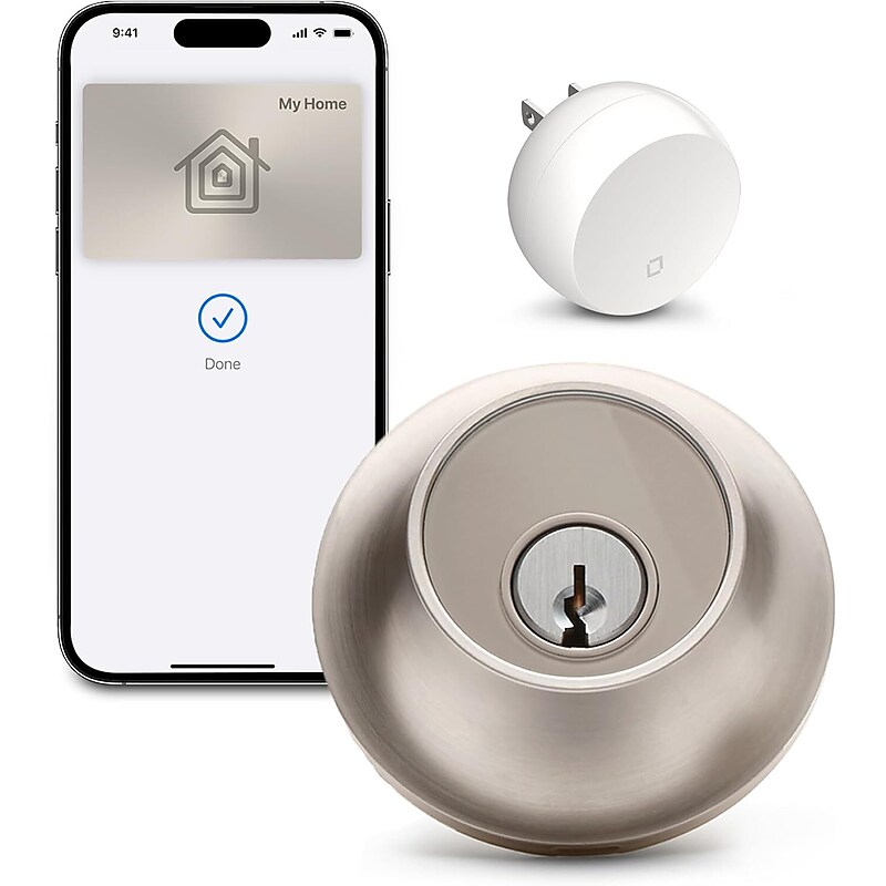 Level Lock + Connect WiFi & Bluetooth Replacement Deadbolt Smart Lock, Satin Nickel (C-F12U-S1) image 1