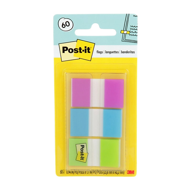 Post-it Flags, .94", Assorted Colors, 60 Flags/Pack (680-PBG) image 1