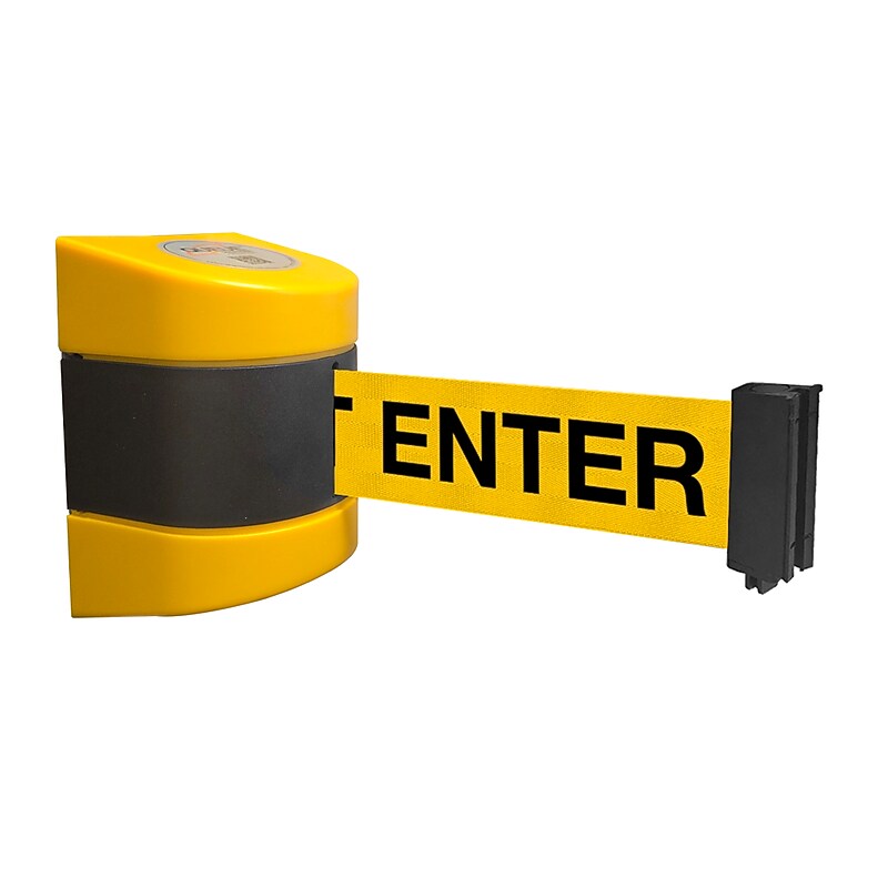 WallPro 400 Wall-Mountable 15' Retractable Belt Barrier, CAUTION DO NOT ENTER, Yellow/Black (WP400Y-YBC150) image 1