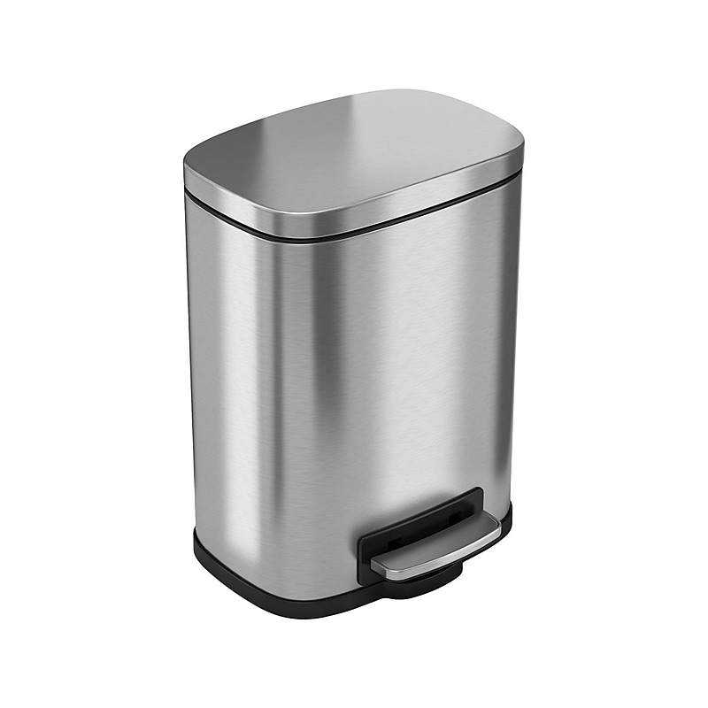 HLS Commercial Stainless Steel Step Trash Can with Hinged Lid, 1.32-Gallon, Silver (HLSS01R) image 1