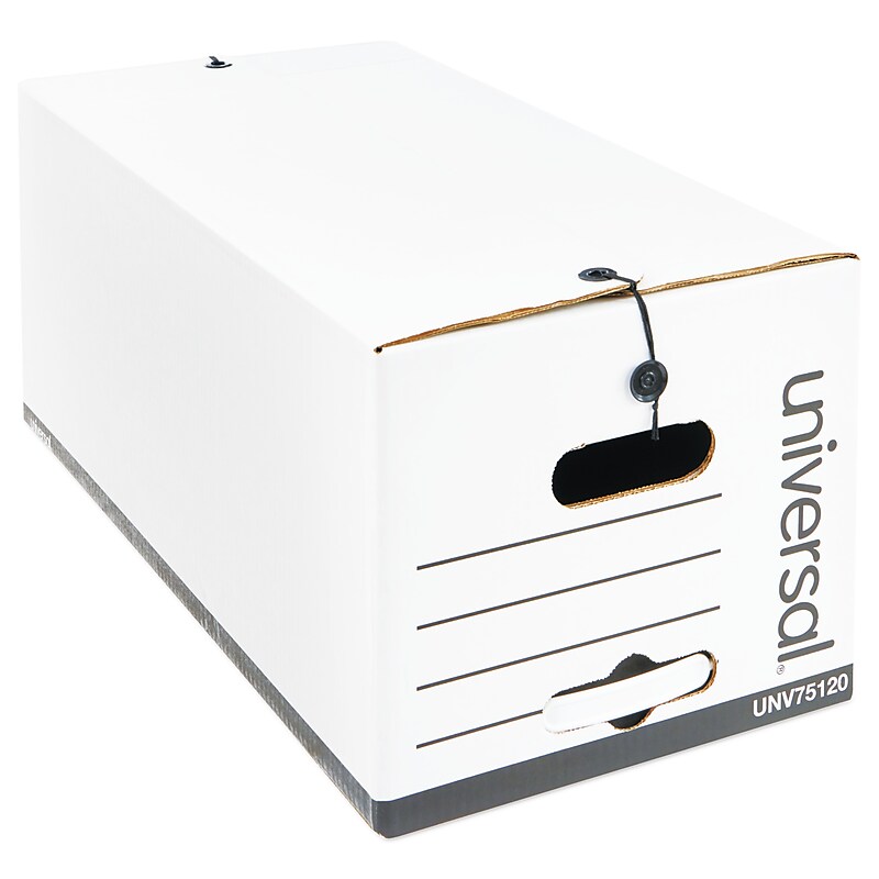 Universal Medium Duty Corrugated File Box String and Button, Letter Size, White, 12/Carton (UNV75120) image 1