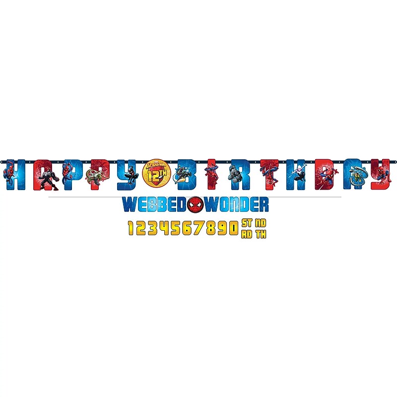Party City Spider-Man Webbed Wonder Add-An-Age Birthday Banner Set, 2/Pack (AM120673-NS) image 1