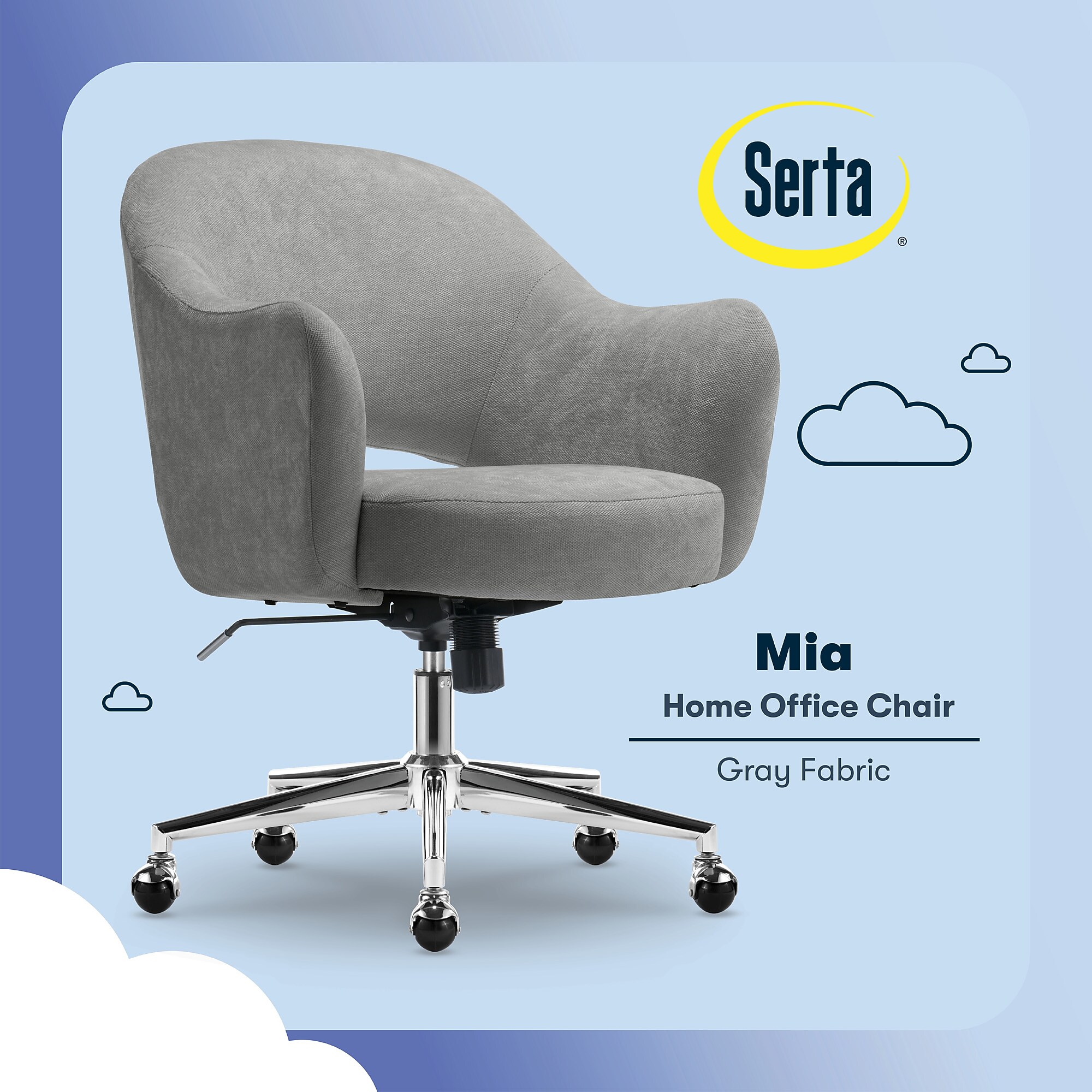 Serta Mia Ergonomic Fabric Swivel Computer and Desk Chair, Gray (CCHR10009B) Sansujyuku sansujyuku.com