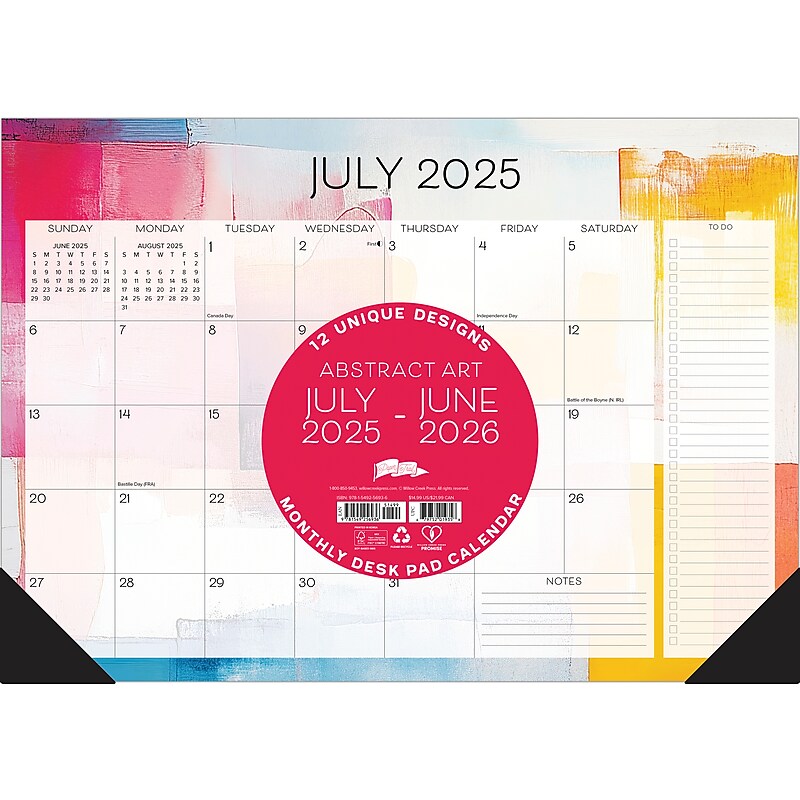 2025-2026 Willow Creek Abstract Art 17" x 12" Academic Monthly Desk Pad Calendar (56936) image 1