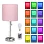 Simple Designs 19.5" LED Table Lamp, Brushed Steel/Light Pink Shade (LT2024-LPK-CCLB)~#|#~679D235A-34AA-48EB-A2CFA27CB34508CC_sc7