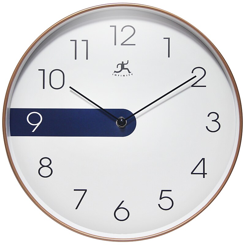 Infinity Instruments Copper Stripe Analog Wall Clock, Plastic Frame, 12" (20288GD-4529A) image 1