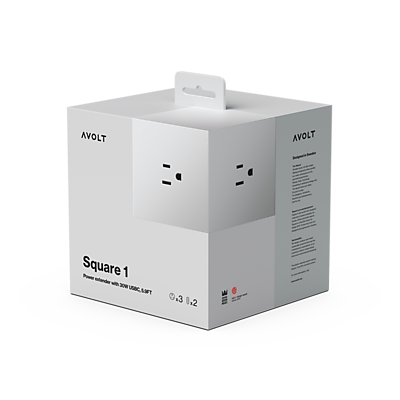 AVOLT Square 1 5.9′ 3-Outlet Power Extender with USB-C, Gotland Gray (SQ1-NABC30-18GG) Sansujyuku sansujyuku.com