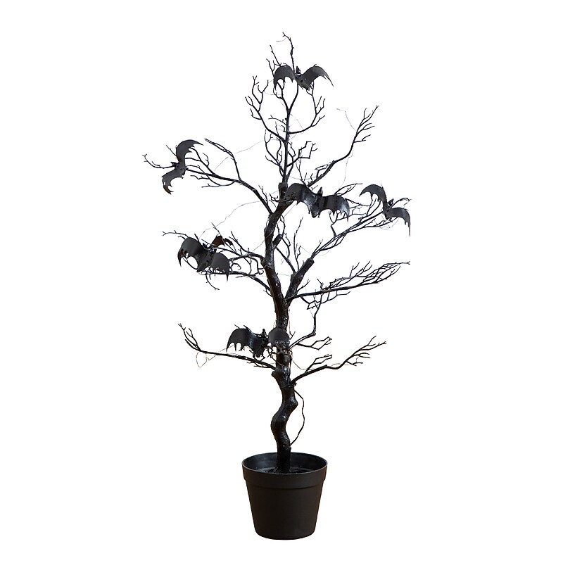 Nearly Natural Pre-Lit Artificial Halloween Black Spooky Twig Tree, 3' (T5231) image 1