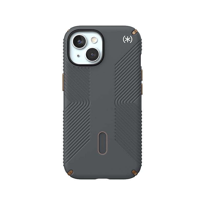 Speck Presidio 2 Grip MagSafe ClickLock Phone Case for iPhone 15, Charcoal Gray/Cool Bronze (150439-3212) image 1