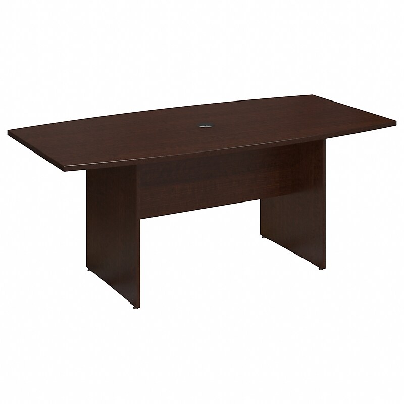 Bush Business Furniture 72W x 36D Boat Shaped Conference Table with Wood Base, Mocha Cherry (99TB7236MR) image 1