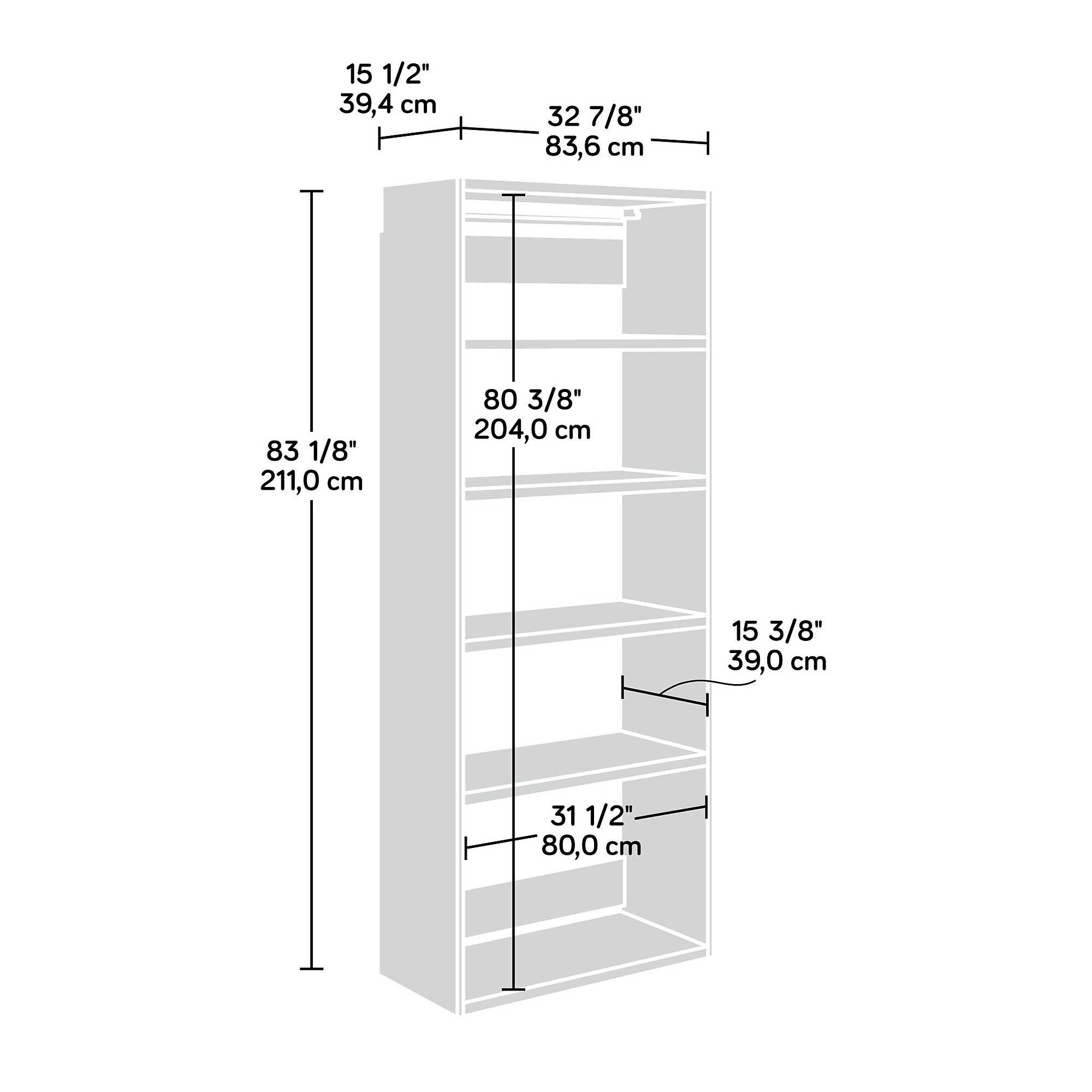 Sauder GarageCore 83″H Wall Cabinet with 5 Shelves, White (441602) Sansujyuku sansujyuku.com