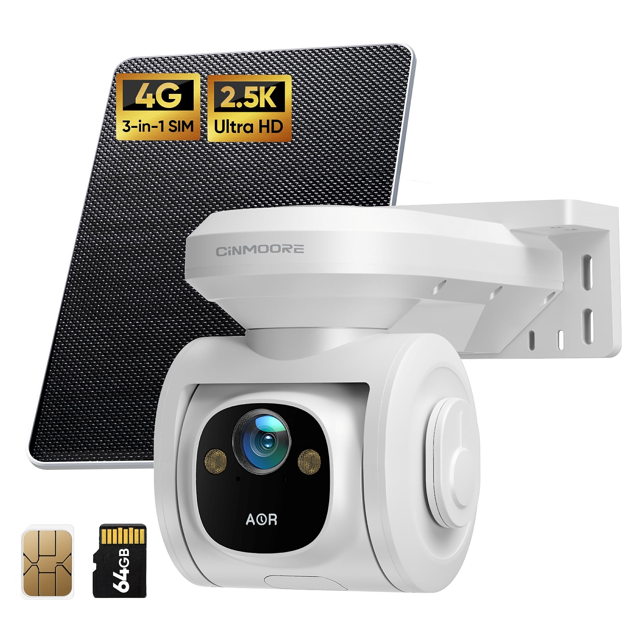CiNMOORE 4G AOR Outdoor Solar Wireless Security Camera, White (PT2U1YRDATA) Simolary simolary.com