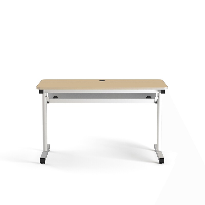 VersaDesk 48"W Basic Computer Table, Maple/White (BCT4824-WM) image 1