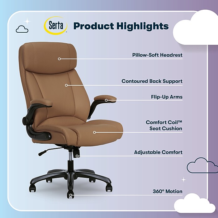 Serta Torrington Ergonomic Polyurethane Big & Tall Chair, 400 lb