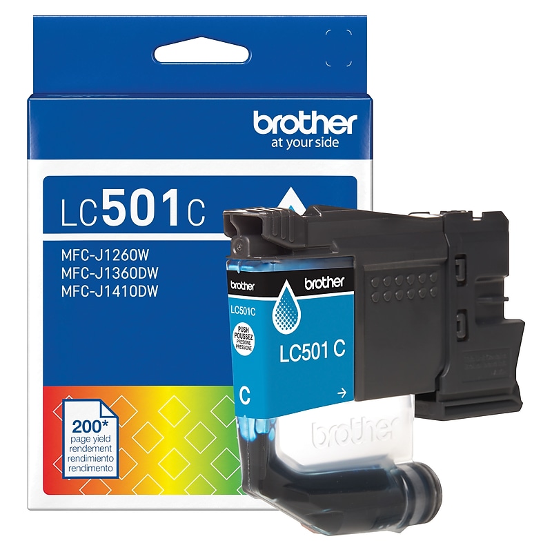 Brother LC501 Cyan Standard Yield Ink Cartridge, Prints up to 200 Pages (LC501C) image 1