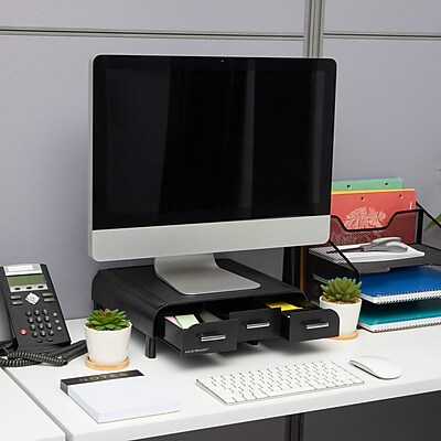Mind Reader Monitor Stand and Desktop Organizer, Up to 22″ Monitor, Black, 2/Pack (2MONSTA3D-BLK) Sansujyuku sansujyuku.com