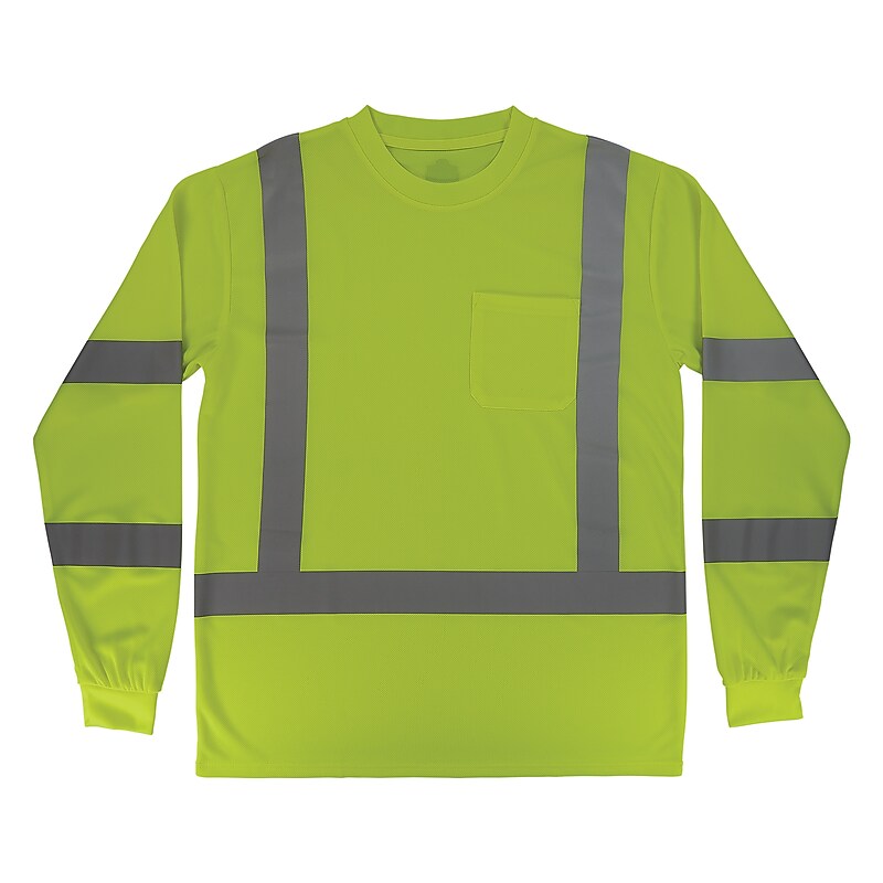 GloWear 8368 High Visibility Long Sleeve T-Shirt, ANSI Type R Class 3, Lime, Medium (22053) image 1