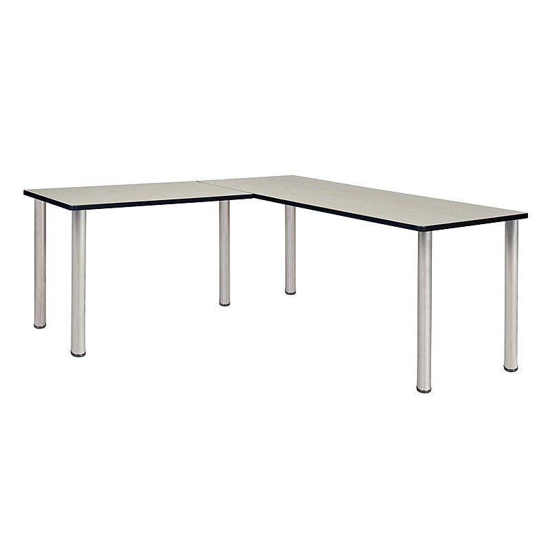 Regency Kee 60" L-Desk with 42" Return, Maple/Chrome (ML602442PLBPCM) image 1