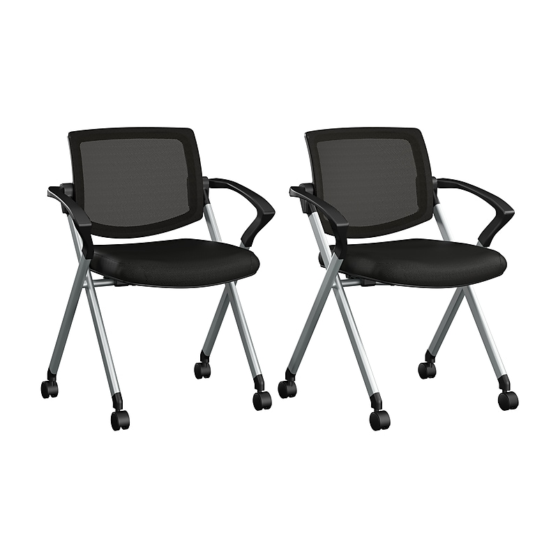 Bush Business Furniture Envision Mesh Folding Chairs with Arms, Black, 2/Set (CH4001BLF-03) image 1